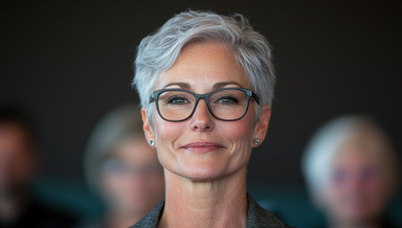 Confident mature woman with glassesの素材