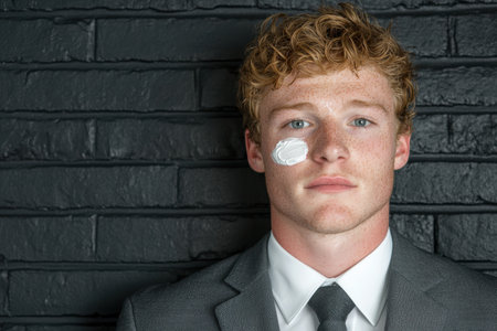 young businessman with eye injuryの素材