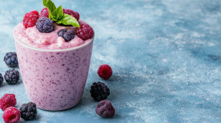 delicious berry smoothie with fresh fruitの素材