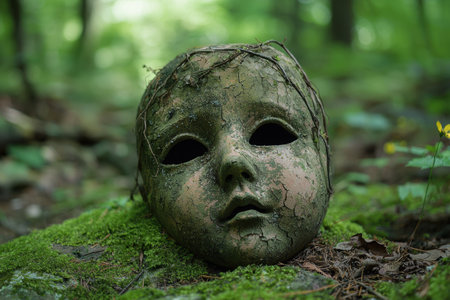 Weathered mask in the forestの素材