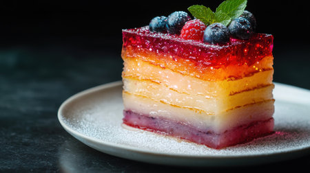 Delicious layered dessert with fresh berriesの素材