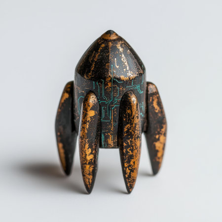 Futuristic rocket ship model with circuit board designの素材