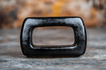 Close-up of a black metal handleの素材