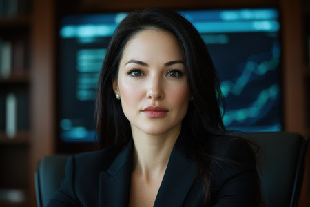 Confident business woman with dark hairの素材