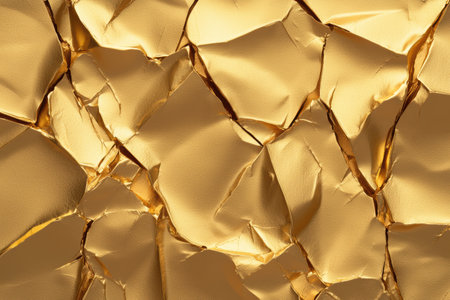 crumpled golden foil texture backgroundの素材