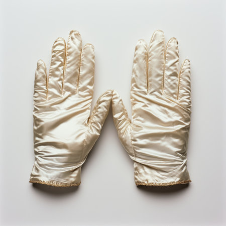 Elegant satin gloves with gold trimの素材