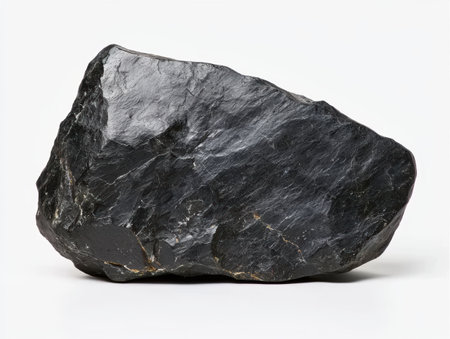 Large black rock on white backgroundの素材
