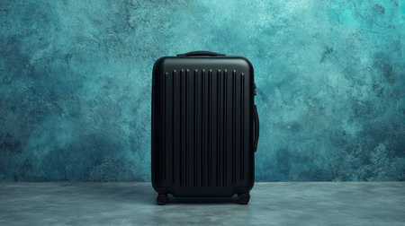 black suitcase on turquoise backgroundの素材