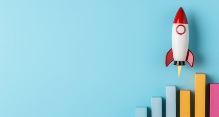 Rocket launch and business growth chartの素材