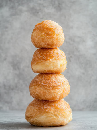 Stacked golden fried doughnutsの素材