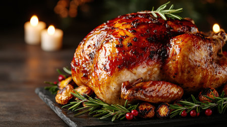 Roasted turkey with cranberry glaze and herbsの素材