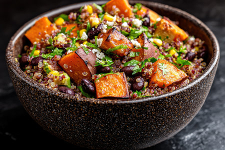 Healthy quinoa and roasted vegetable saladの素材