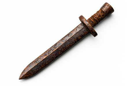 Rusty old knife on white backgroundの素材