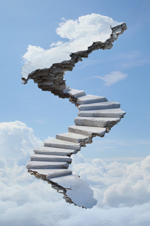Surreal staircase leading to the cloudsの素材