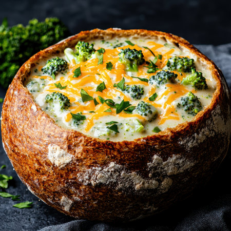 Baked potato with broccoli and cheeseの素材
