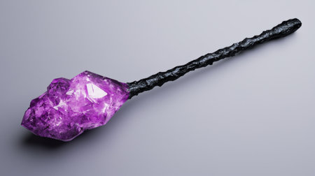 Amethyst crystal on black stemの素材