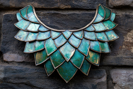 Intricate turquoise and bronze necklaceの素材