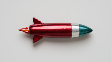 Retro rocket toy on white backgroundの素材