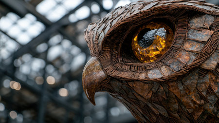 Intricate woven bird eye close-upの素材