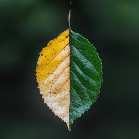 Contrasting colors of autumn leafの素材