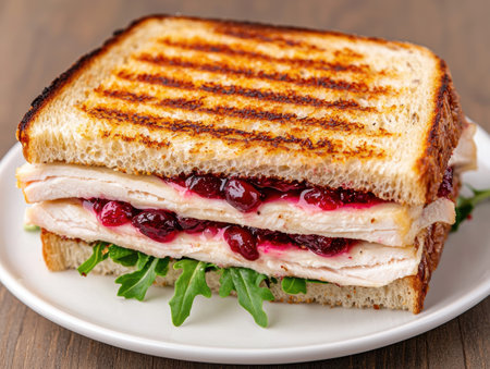 turkey and cranberry sandwich on toasted breadの素材