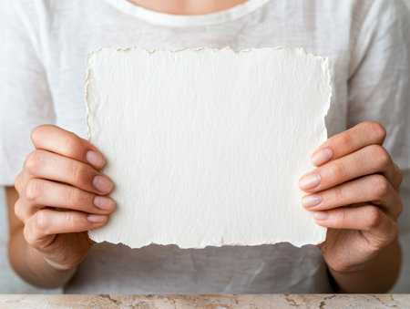 blank paper held in handsの素材
