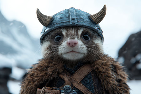 adorable otter wearing viking helmetの素材