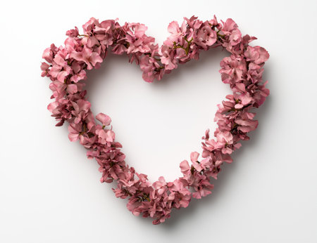 heart-shaped wreath of pink flowersの素材