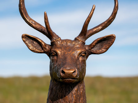 Close-up portrait of a majestic deer with detailed antlersの素材