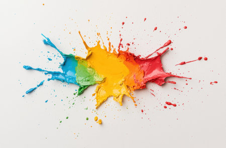 Colorful paint splash on white backgroundの素材