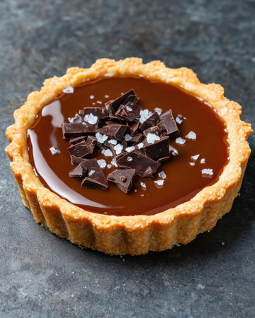 Decadent chocolate tart with salted caramelの素材