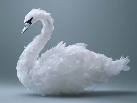 elegant white swan with feathersの素材