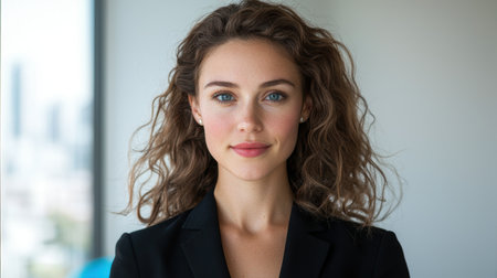 Confident business woman with curly hairの素材