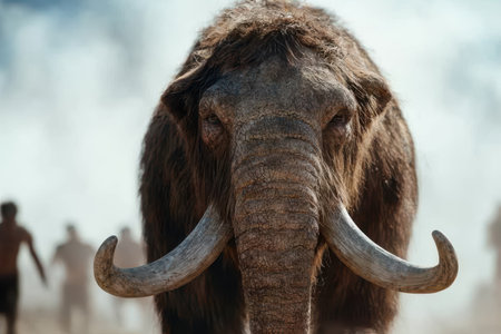 close-up portrait of a majestic woolly mammothの素材