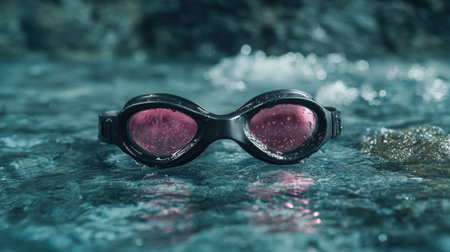Swimming goggles with water dropletsの素材