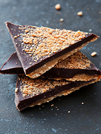 Delicious homemade chocolate toffee candyの素材