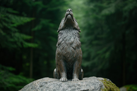 Howling wolf in the forestの素材