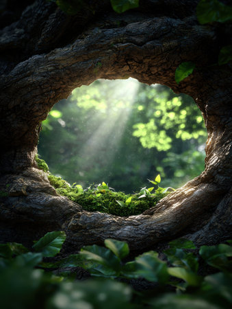 Enchanting forest scene with natural archの素材