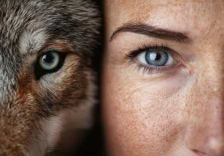 Intimate connection between human and animalの素材