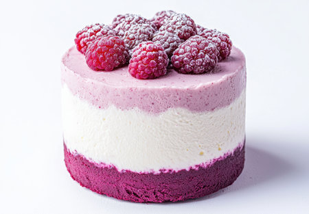 Delicious raspberry mousse cake with fresh raspberriesの素材