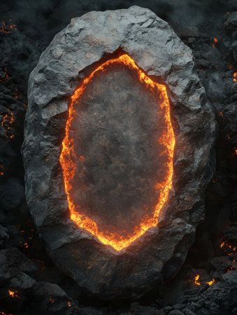Glowing Volcanic Rock Erupting from Molten Lavaの素材
