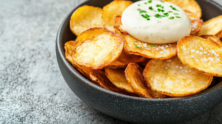 Crispy potato slices with creamy dipの素材