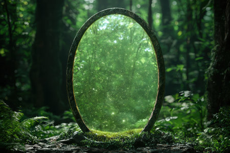 Magical portal in lush green forestの素材