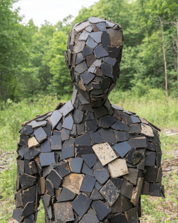 Mosaic sculpture in forestの素材