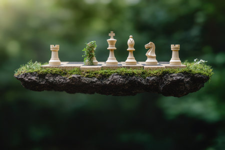 Surreal chess game in natureの素材