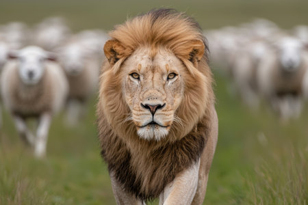 Majestic lion in the wildの素材