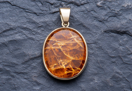 Amber pendant on dark slate backgroundの素材