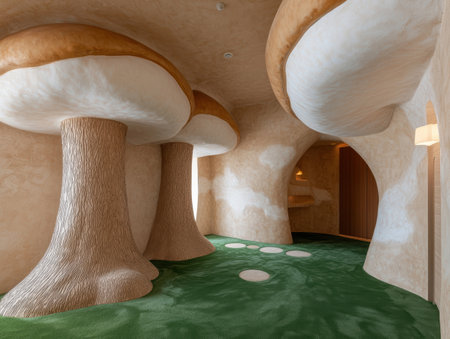 Surreal mushroom-like architecture interiorの素材