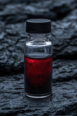 Mysterious red liquid in glass bottleの素材