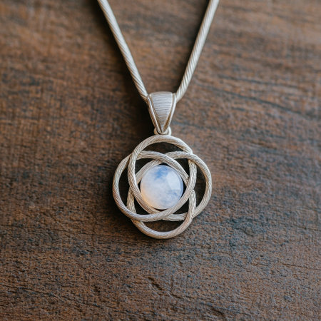 Intricate silver pendant with moonstoneの素材